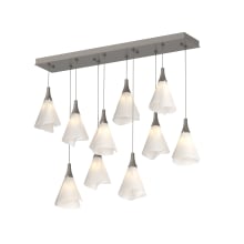 Mobius 10 Light 46" Wide Linear Pendant - Dark Smoke Finish with White Acrylic Shades - Standard Height