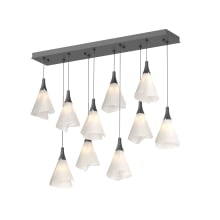 Mobius 10 Light 46" Wide Linear Pendant - Black Finish with White Acrylic Shades - Standard Height
