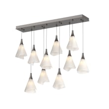 Mobius 10 Light 46" Wide Linear Pendant - Oil Rubbed Bronze Finish with White Acrylic Shades - Standard Height