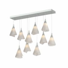 Mobius 10 Light 46" Wide Linear Pendant - Vintage Platinum Finish with White Acrylic Shades - Standard Height