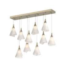 Mobius 10 Light 46" Wide Linear Pendant - Soft Gold Finish with White Acrylic Shades - Standard Height