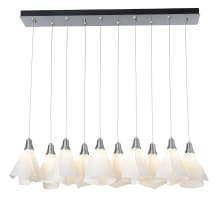 Mobius 10 Light 46" Wide Linear Pendant - Sterling Finish with White Acrylic Shades - Standard Height