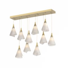 Mobius 10 Light 46" Wide Linear Pendant - Modern Brass Finish with White Acrylic Shades - Standard Height