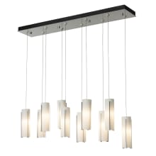 Exos 10 Light 45" Wide Linear Pendant - Sterling Finish with Opal Glass Shades - Standard Height