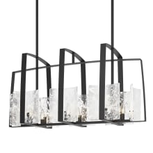 Arc 8 Light 43" Wide Linear Chandelier - Black Finish with White Swirl Glass Shades