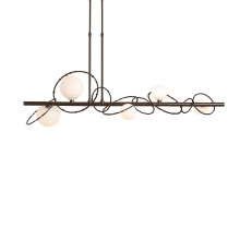 Olympus 5 Light 49" Wide Abstract Chandelier - Bronze Finish with Frosted Glass Shades - Short Height