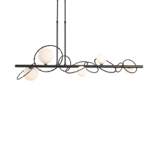 Olympus 5 Light 49" Wide Abstract Chandelier - Dark Smoke Finish with Frosted Glass Shades - Short Height