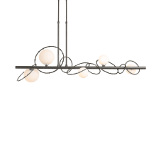 Olympus 5 Light 49" Wide Abstract Chandelier - Natural Iron Finish with Frosted Glass Shades - Short Height