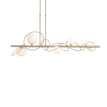 Olympus 5 Light 49" Wide Abstract Chandelier - Soft Gold Finish with Frosted Glass Shades - Short Height