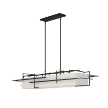 Etch 4 Light 54" Wide Linear Chandelier - Oil Rubbed Bronze Finish with Beige Flax Shade - Standard Height