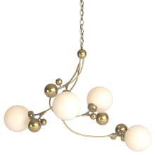 Sprig 4 Light 42" Wide Abstract Chandelier - Modern Brass Finish with Opal Glass Shades