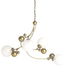 Sprig 4 Light 42" Wide Abstract Chandelier - Modern Brass Finish with Frosted Glass Shades