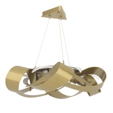 Flux 39" Wide LED Abstract Chandelier - Modern Brass Finish