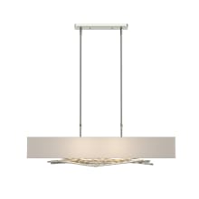 Brindille 4 Light 42" Wide Linear Chandelier - Sterling Finish with Beige Flax Shade - Standard Height