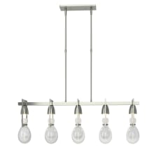 New Traditional 5 Light 41" Wide Linear Chandelier - Sterling Finish with Clear Glass Shades - Standard Height