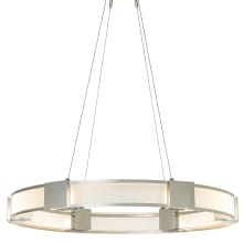 Aura 6 Light 29" Wide Ring Chandelier - Sterling Finish with Frosted Glass Shade