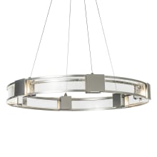 Aura 6 Light 29" Wide Ring Chandelier - Sterling Finish with Clear, Seedy Glass Shade