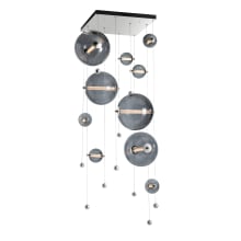 Abacus 10 Light 36" Wide LED Abstract Multi Light Pendant - Sterling Finish with Cool Grey Glass Shades