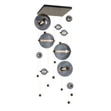 Abacus 10 Light 36" Wide LED Abstract Multi Light Pendant - Oil Rubbed Bronze Finish with Cool Grey Glass Shades