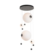 Abacus 4 Light 20" Wide LED Abstract Multi Light Pendant - Dark Smoke Finish with Opal Glass Shades