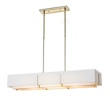 Exos 4 Light 47" Wide Linear Chandelier - Modern Brass Finish with Natural Anna Inner and Outer Shade - Standard Height
