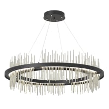 Gossamer 38" Wide LED Ring Chandelier - Black Finish with Sterling Accents