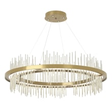 Gossamer 38" Wide LED Ring Chandelier - Modern Brass Finish with Sterling Accents