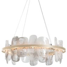 Vitre 38" Wide LED Drum Chandelier - Soft Gold Finish with White Swirl Glass Shades
