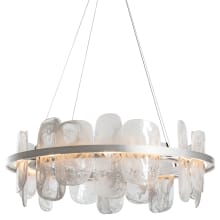 Vitre 38" Wide LED Drum Chandelier - Sterling Finish with White Swirl Glass Shades