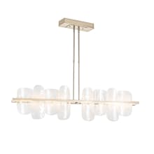 Vitre 52" Wide LED Linear Chandelier - Soft Gold Finish with White Swirl Glass Shades - Standard Height