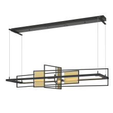Four Seasons 54" Wide LED Abstract Linear Chandelier - Black Finish with Modern Brass Accents