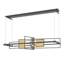 Four Seasons 54" Wide LED Abstract Linear Chandelier - Natural Iron Finish with Modern Brass Accents