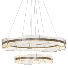 Solstice 37" Wide LED Ring Chandelier - Soft Gold Finish with Textured Glass Shades