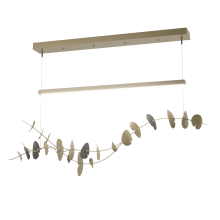 Lily 41" Wide LED Linear Chandelier - Modern Brass Finish with Natural Iron Accents