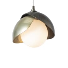 Brooklyn 6" Wide Mini Pendant - Dark Smoke Finish with Modern Brass Accents and Opal Glass Shade