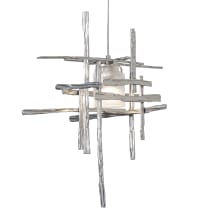 Tura 16" Wide Abstract Pendant - Sterling Finish with Frosted Glass Shade