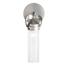 Bow 13" Tall Bathroom Sconce - Sterling Finish with Clear, Ribbed Glass Shade