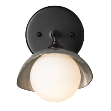 Brooklyn 8" Tall Bathroom Sconce - Black Finish with Sterling Accents and Frosted Glass Shade