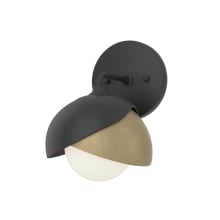 Brooklyn 9" Tall Bathroom Sconce - Black Finish with Soft Gold Accents and Frosted Glass Shade