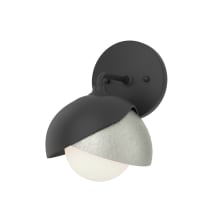 Brooklyn 9" Tall Bathroom Sconce - Black Finish with Sterling Accents and Frosted Glass Shade