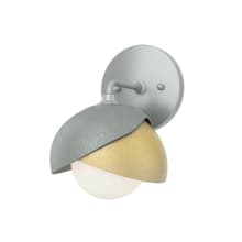 Brooklyn 9" Tall Bathroom Sconce - Vintage Platinum Finish with Modern Brass Accents and Frosted Glass Shade
