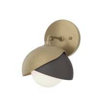 Brooklyn 9" Tall Bathroom Sconce - Soft Gold Finish with Oil Rubbed Bronze Accents and Frosted Glass Shade