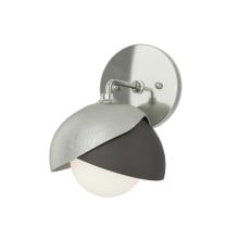 Brooklyn 9" Tall Bathroom Sconce - Sterling Finish with Oil Rubbed Bronze Accents and Frosted Glass Shade
