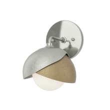 Brooklyn 9" Tall Bathroom Sconce - Sterling Finish with Soft Gold Accents and Frosted Glass Shade