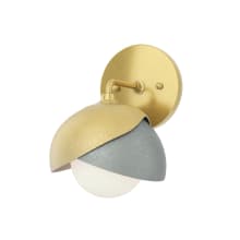 Brooklyn 9" Tall Bathroom Sconce - Modern Brass Finish with Vintage Platinum Accents and Frosted Glass Shade