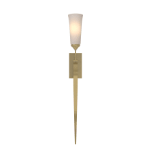 Sweeping Taper 28" Tall Wall Sconce - Modern Brass Finish with Frosted Glass Shade
