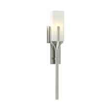 Mediki 25" Tall Wall Sconce - Sterling Finish with Frosted Glass Shade