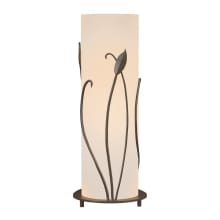 Forged Leaves 18" Tall LED Column Table Lamp with Customizable Glass Shade