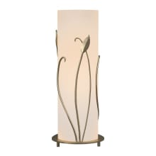 Forged Leaves 18" Tall LED Column Table Lamp with Customizable Glass Shade