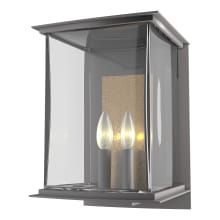 Kingston 2 Light 15" Tall Outdoor Wall Sconce - Coastal Burnished Steel Finish with Translucent Soft Gold Accents and Clear Glass Shade